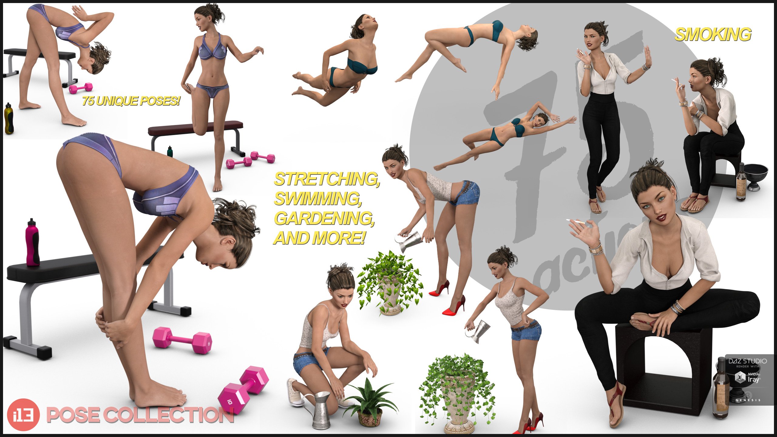 i13 75 Pose Variety Pack for the Genesis 3 Female(s) i13 75 Pose Variety Pack for the Genesis 3 Female(s) by: ironman13, 3D Models by Daz 3D