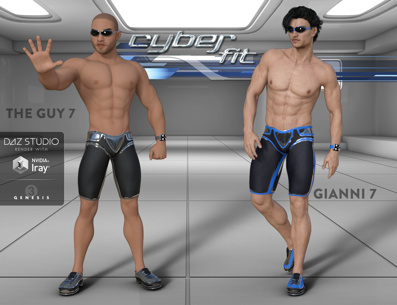 Cyber Fit Outfit for Genesis 3 Male(s) by: midnight_stories, 3D Models by Daz 3D