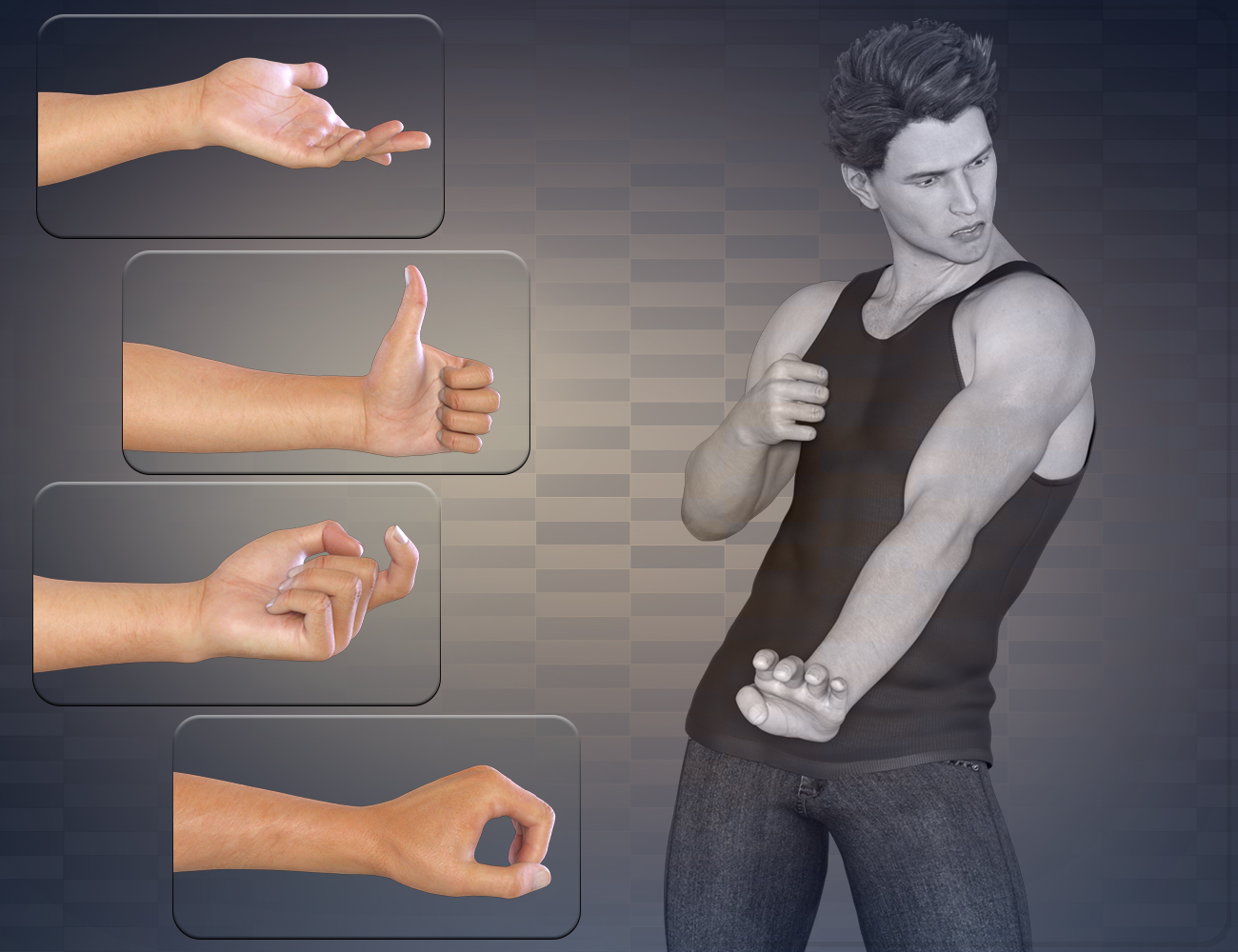 Z In Control - Hand Poses for the Genesis 3 Male(s) by: Zeddicuss, 3D Models by Daz 3D