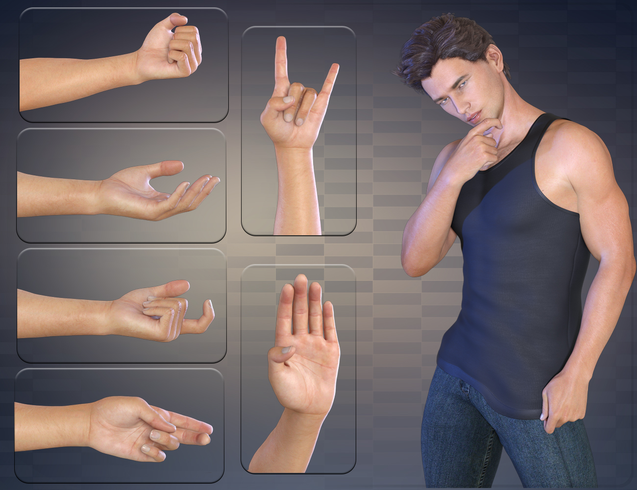 Z In Control - Hand Poses for the Genesis 3 Male(s) by: Zeddicuss, 3D Models by Daz 3D