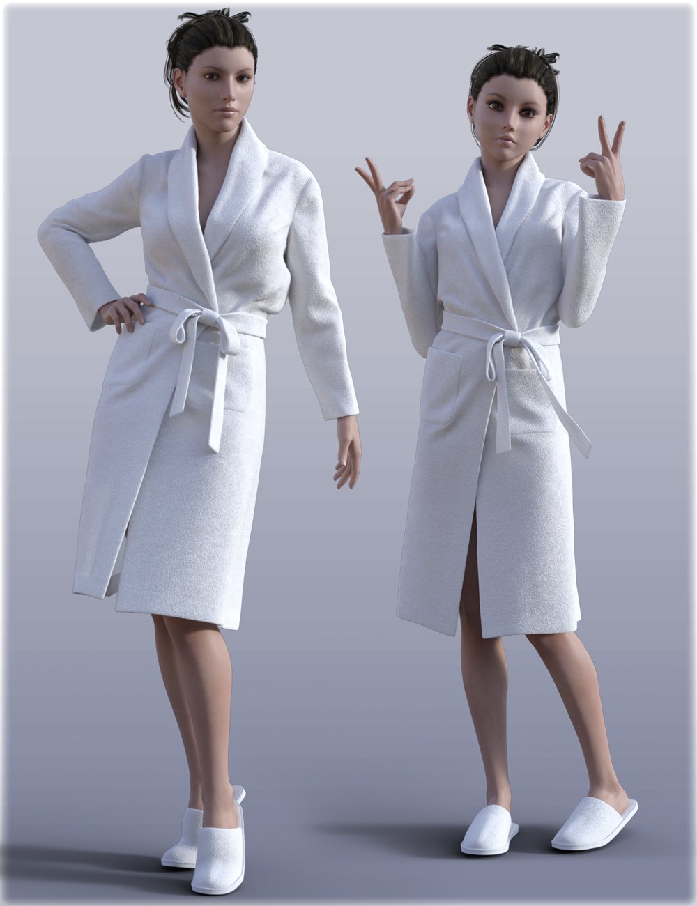 H&C Bathrobe Set for Genesis 3 Female(s) by: IH Kang, 3D Models by Daz 3D