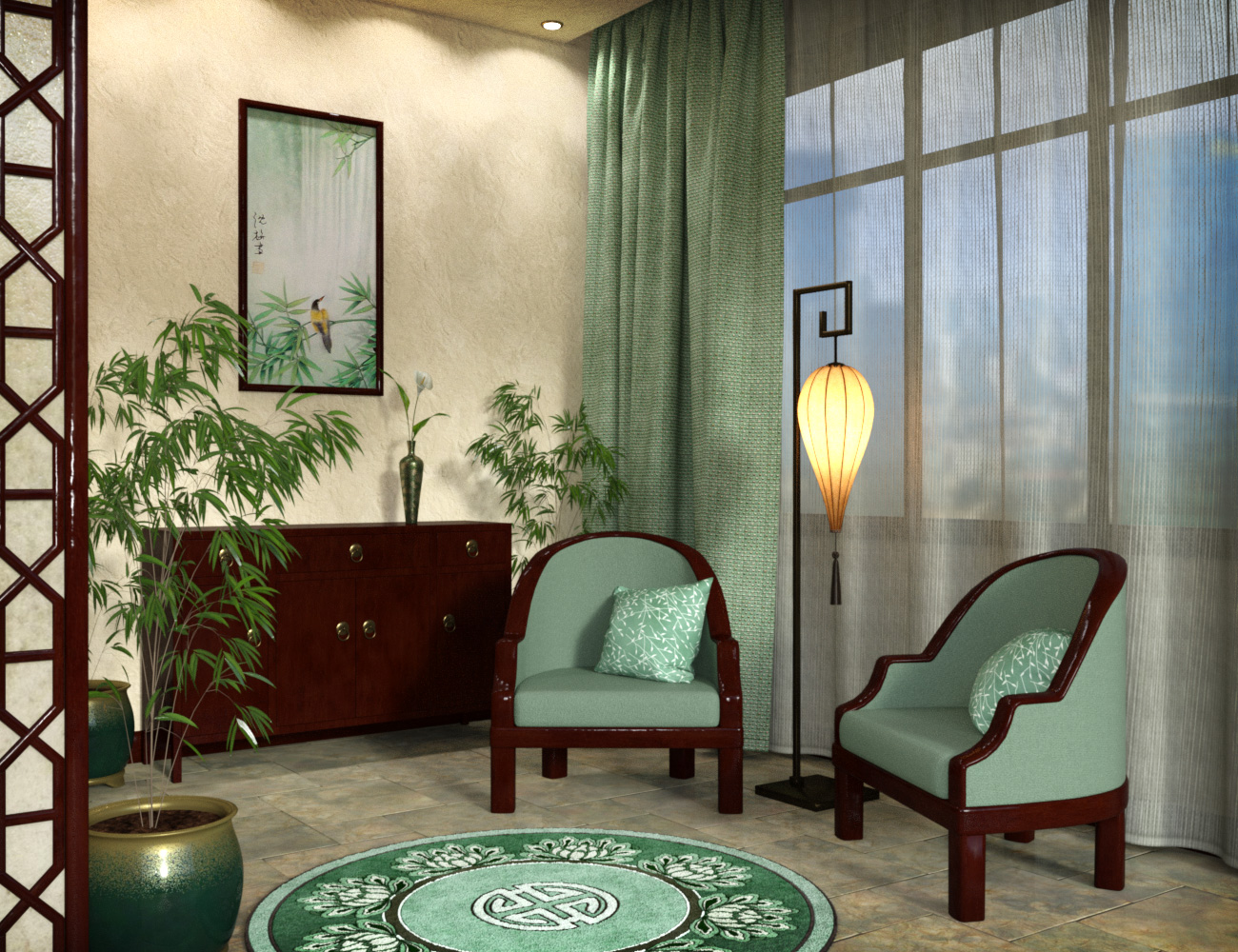 Modern Chinese Bedroom by: esha, 3D Models by Daz 3D