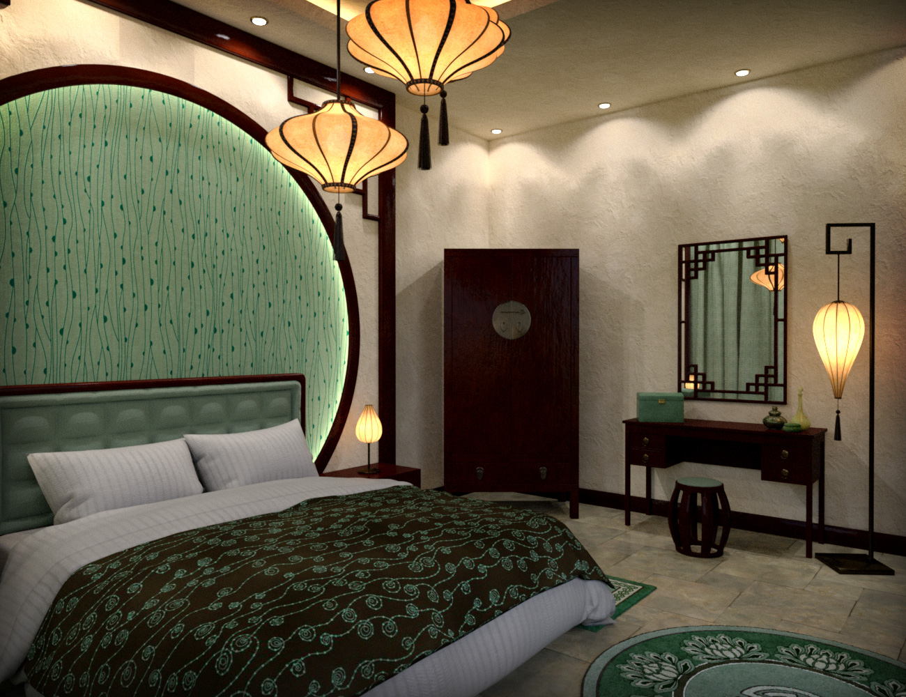 Modern Chinese Bedroom by: esha, 3D Models by Daz 3D