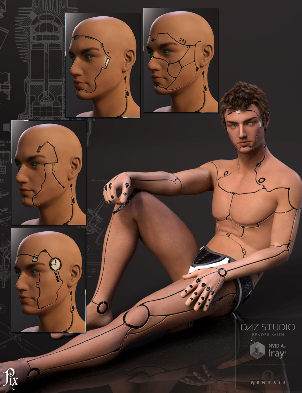 Pix- Cypher for Genesis 3 Male Pix- Cypher for Genesis 3 Male by: Pixeluna, 3D Models by Daz 3D