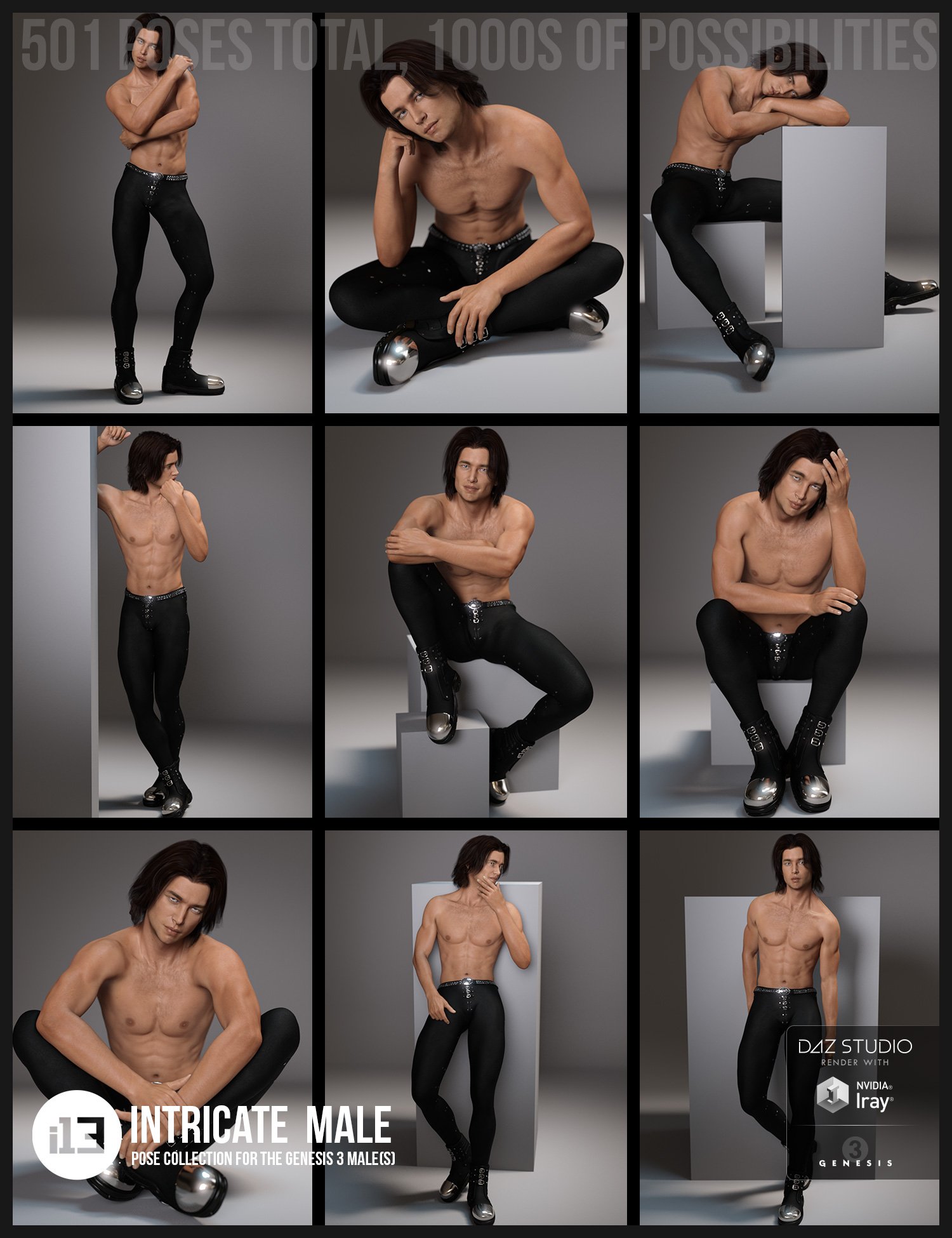 i13 Intricate Male Pose Collection for the Genesis 3 Male(s) by: ironman13, 3D Models by Daz 3D