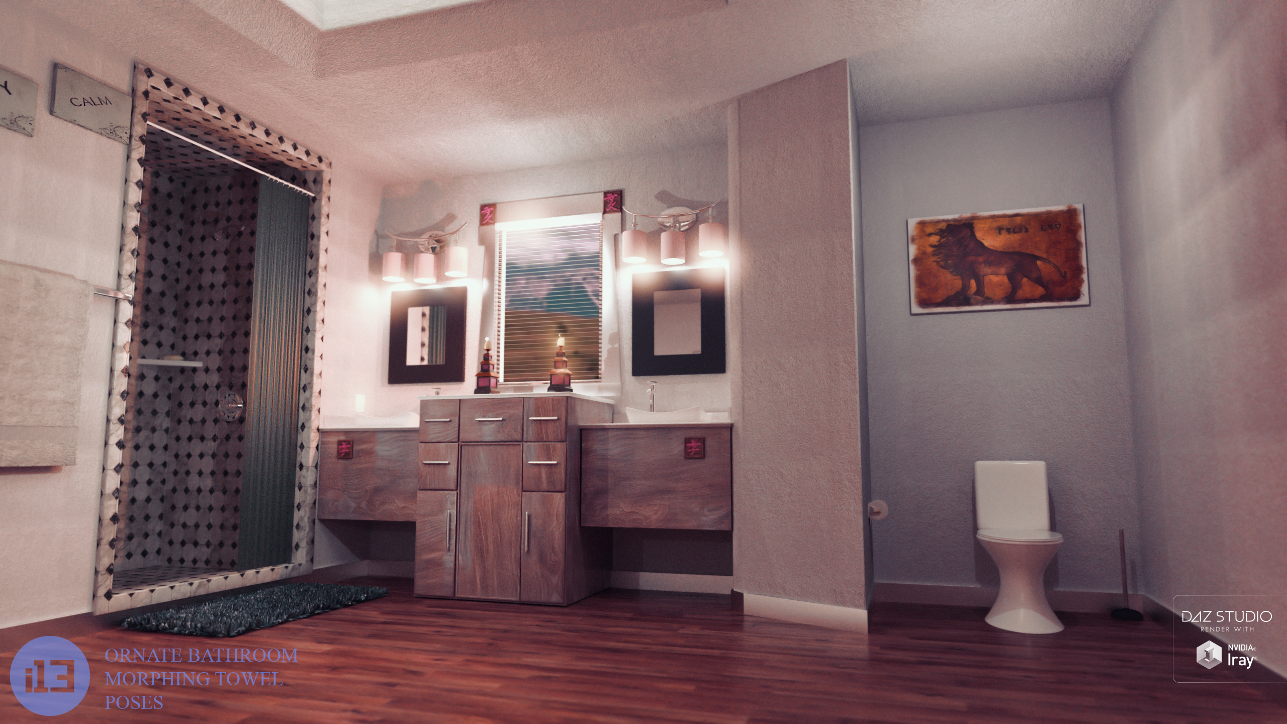 i13 Ornate Bathroom with Morphing Towel and Poses by: ironman13, 3D Models by Daz 3D