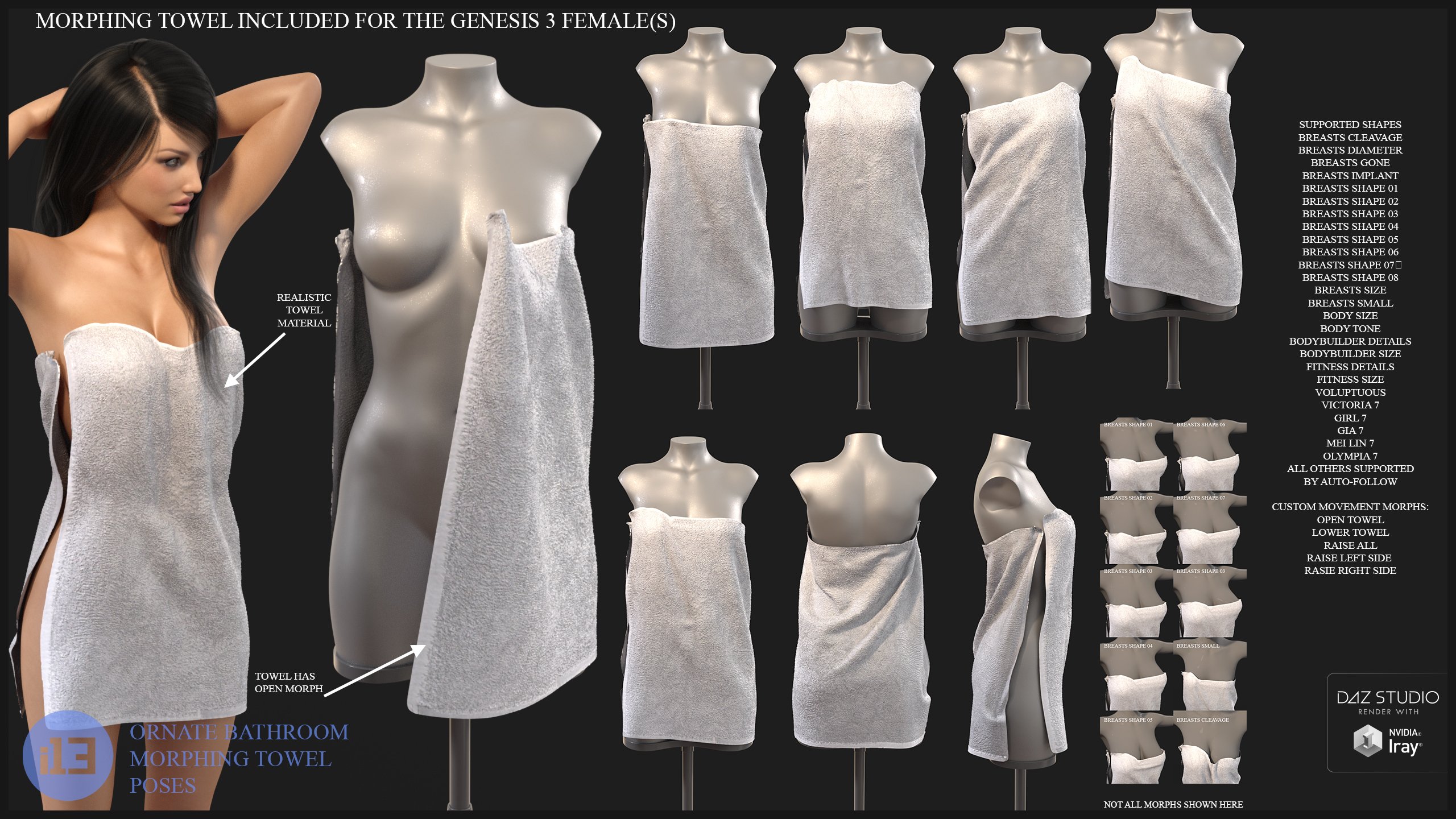 i13 Ornate Bathroom with Morphing Towel and Poses by: ironman13, 3D Models by Daz 3D