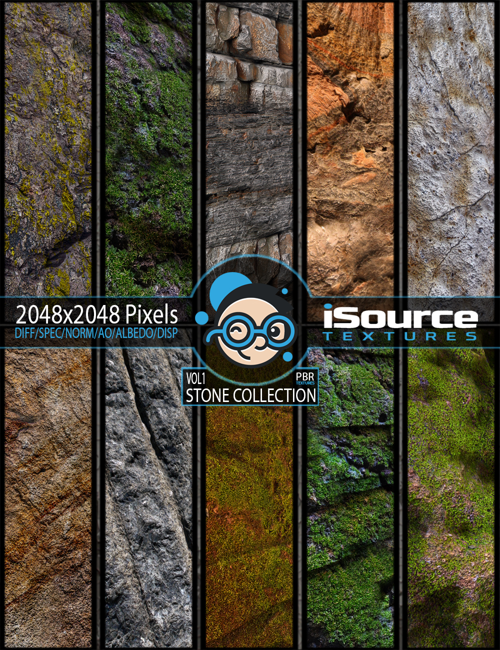 Stone Collection Merchant Resource - Vol1 (PBR Textures) by: iSourceTextures, 3D Models by Daz 3D