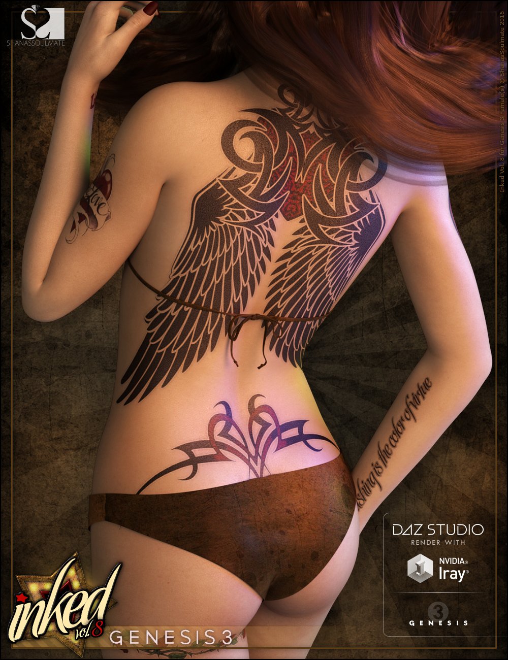 Inked Vol. 8 for Genesis 3 Female(s) by: ShanasSoulmate, 3D Models by Daz 3D