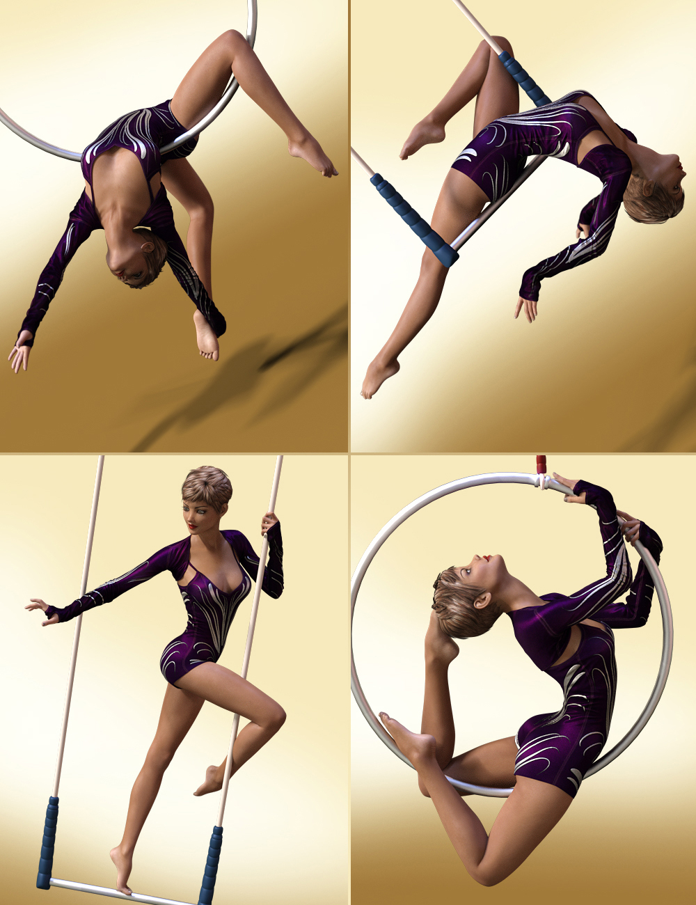 Aerial Suspended Instant Poses for Genesis 3 Female(s) by: Val3dart, 3D Models by Daz 3D