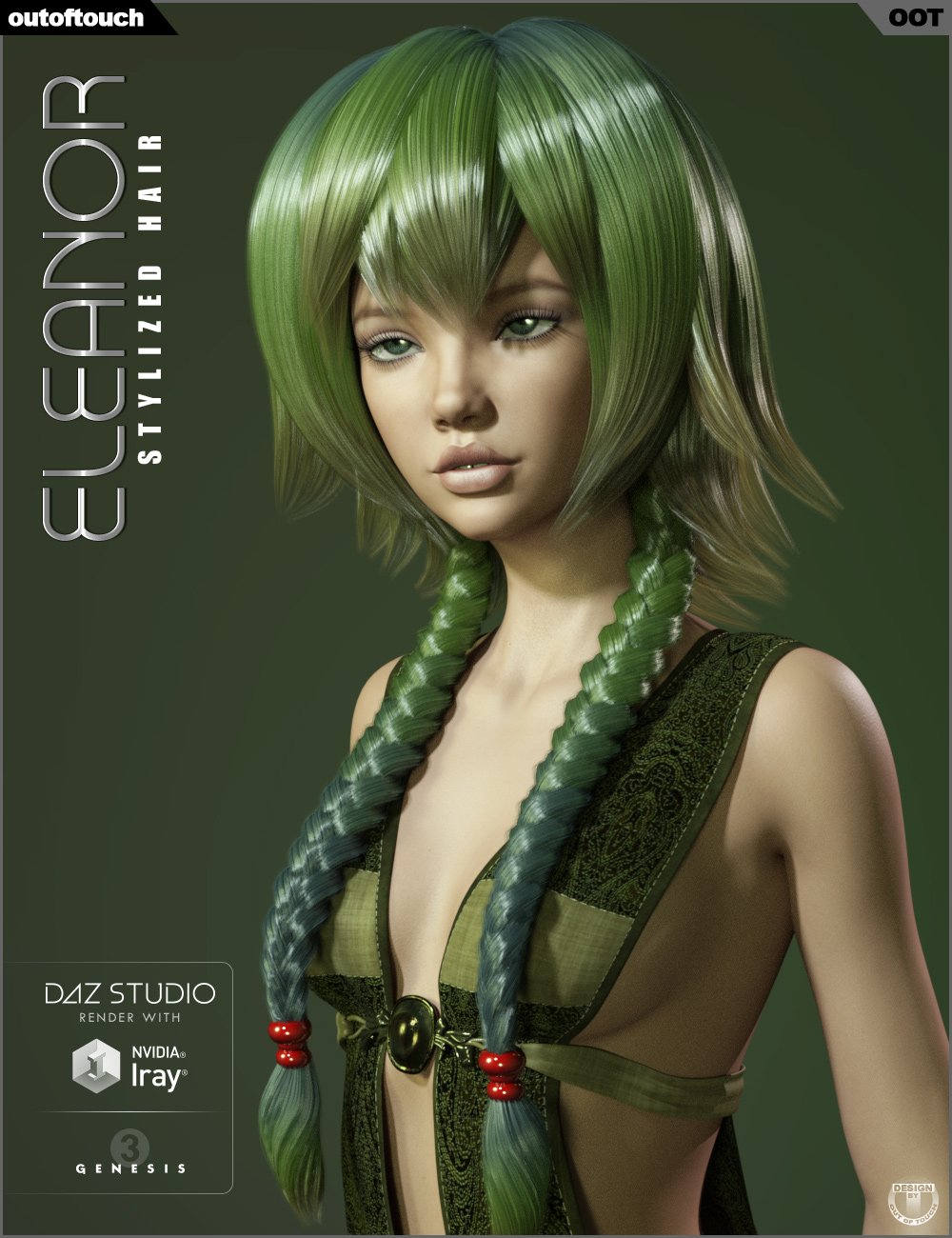 Eleanor Stylized Hair for Genesis 3 Female(s) Eleanor Stylized Hair for Genesis 3 Female(s) by: outoftouch, 3D Models by Daz 3D