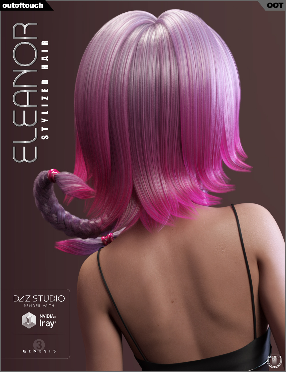 Eleanor Stylized Hair for Genesis 3 Female(s) by: outoftouch, 3D Models by Daz 3D