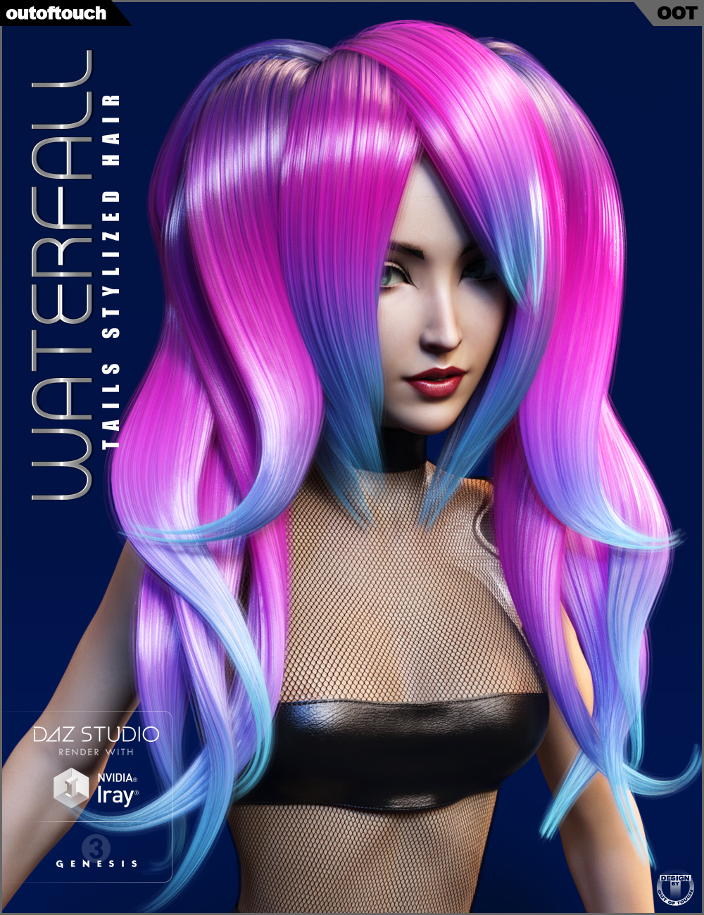 Waterfall Tails Stylized Hair for Genesis 3 Female(s)