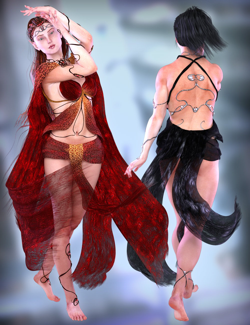FireBride Dress for Genesis 2 Female(s) and Genesis 3 Female(s) by: ArkiShox-Design, 3D Models by Daz 3D