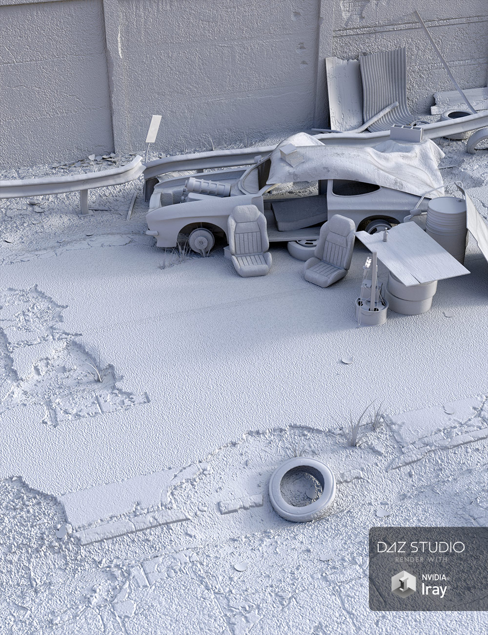 Post-Apocalyptic World: Car Wreck by: ile-avalon, 3D Models by Daz 3D