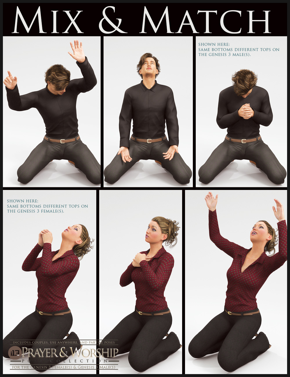 i13 Prayer and Worship Poses by: ironman13, 3D Models by Daz 3D