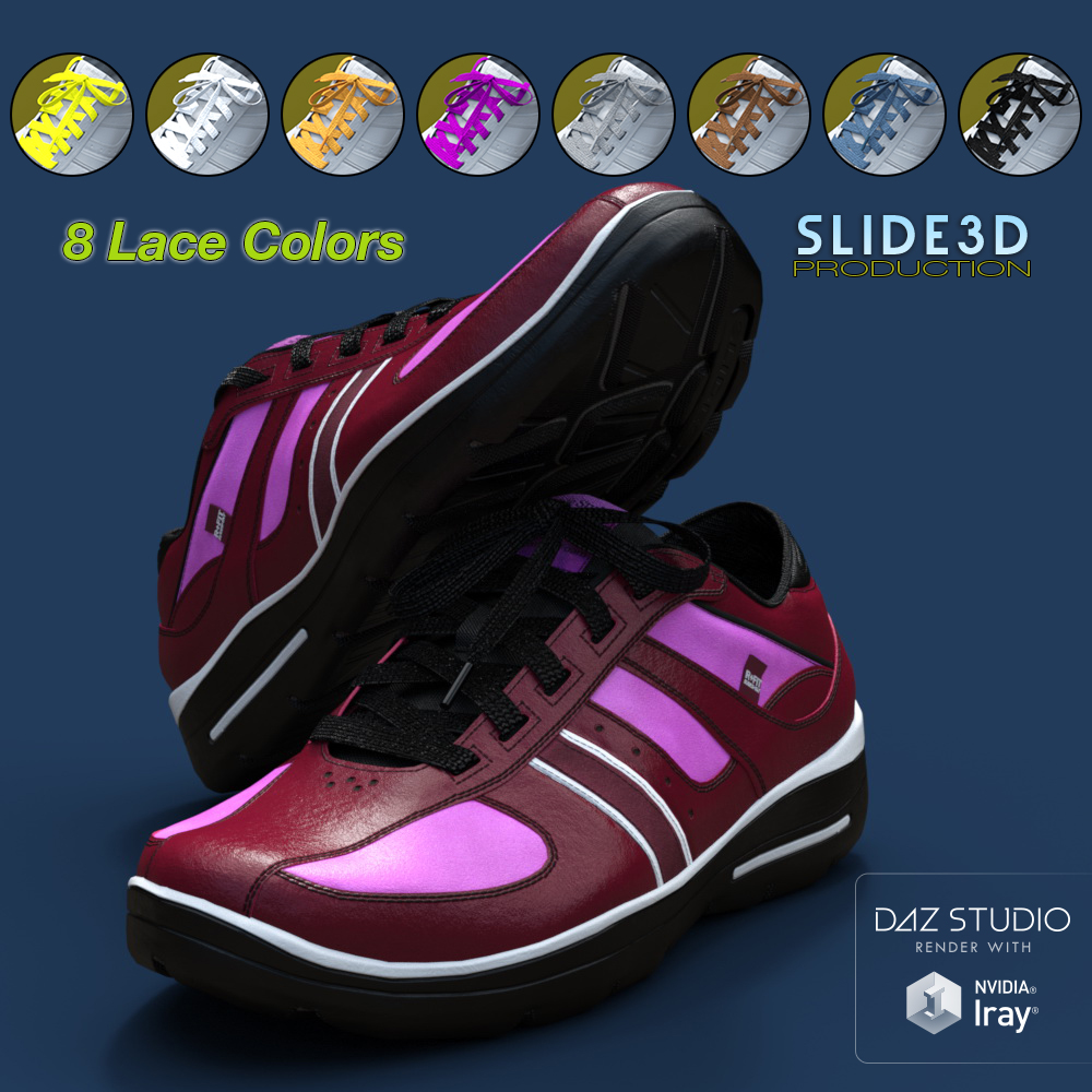 Slide3D Sport Sneakers for Genesis 3 Female(s) Texture Addon by: Slide3D, 3D Models by Daz 3D
