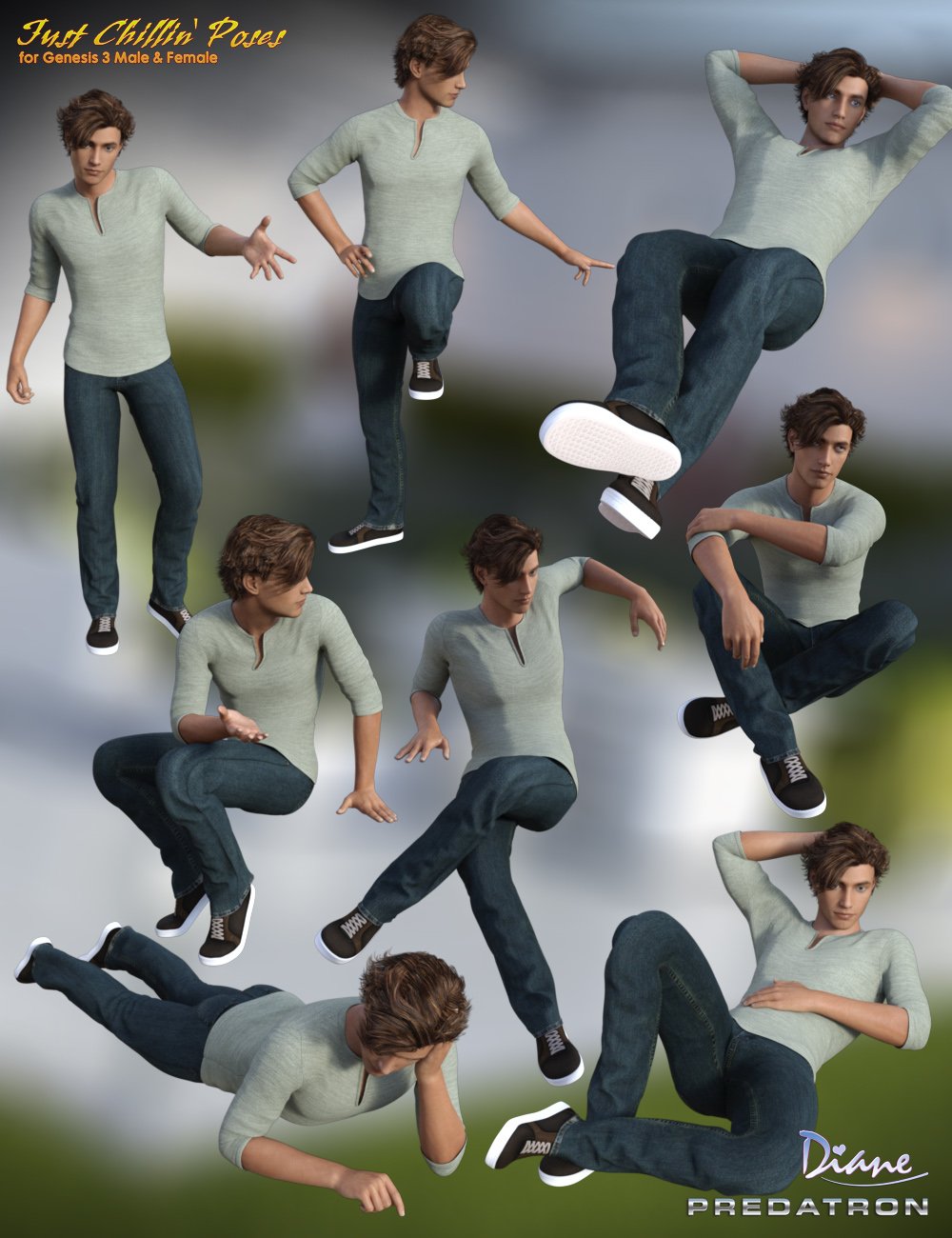 Just Chillin' Poses for Genesis Male and Female Just Chillin' Poses for Genesis Male and Female by: DianePredatron, 3D Models by Daz 3D
