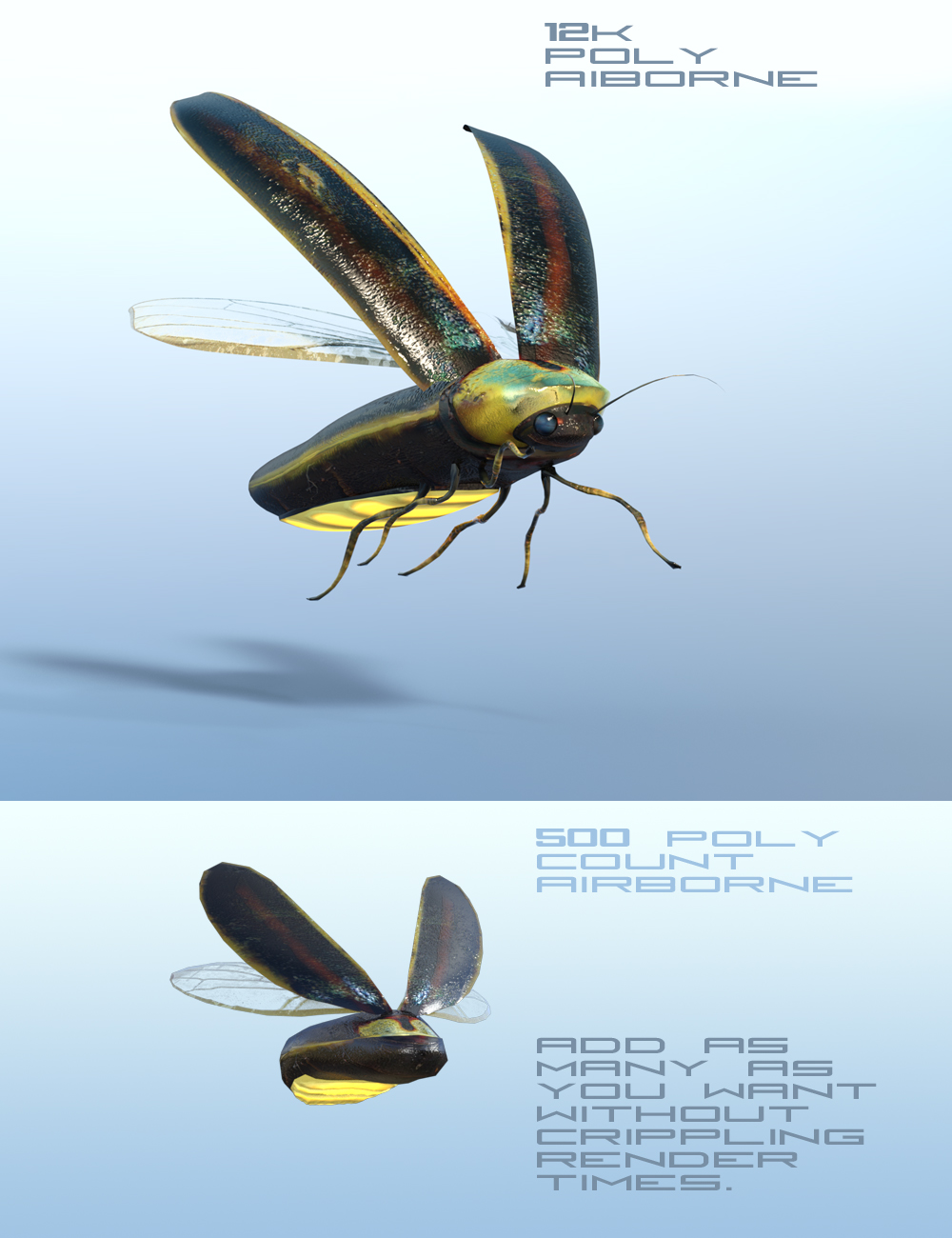 Low Poly Lightning Bugs by: The AntFarm, 3D Models by Daz 3D
