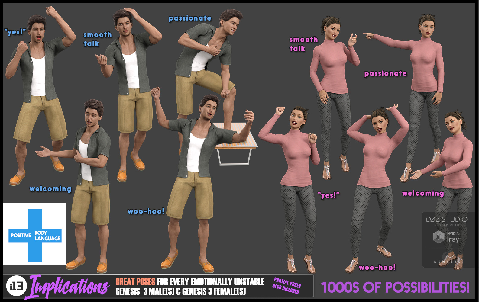 i13 IMPLICATIONS for the Genesis 3 Male(s) and Genesis 3 Female(s) by: ironman13, 3D Models by Daz 3D