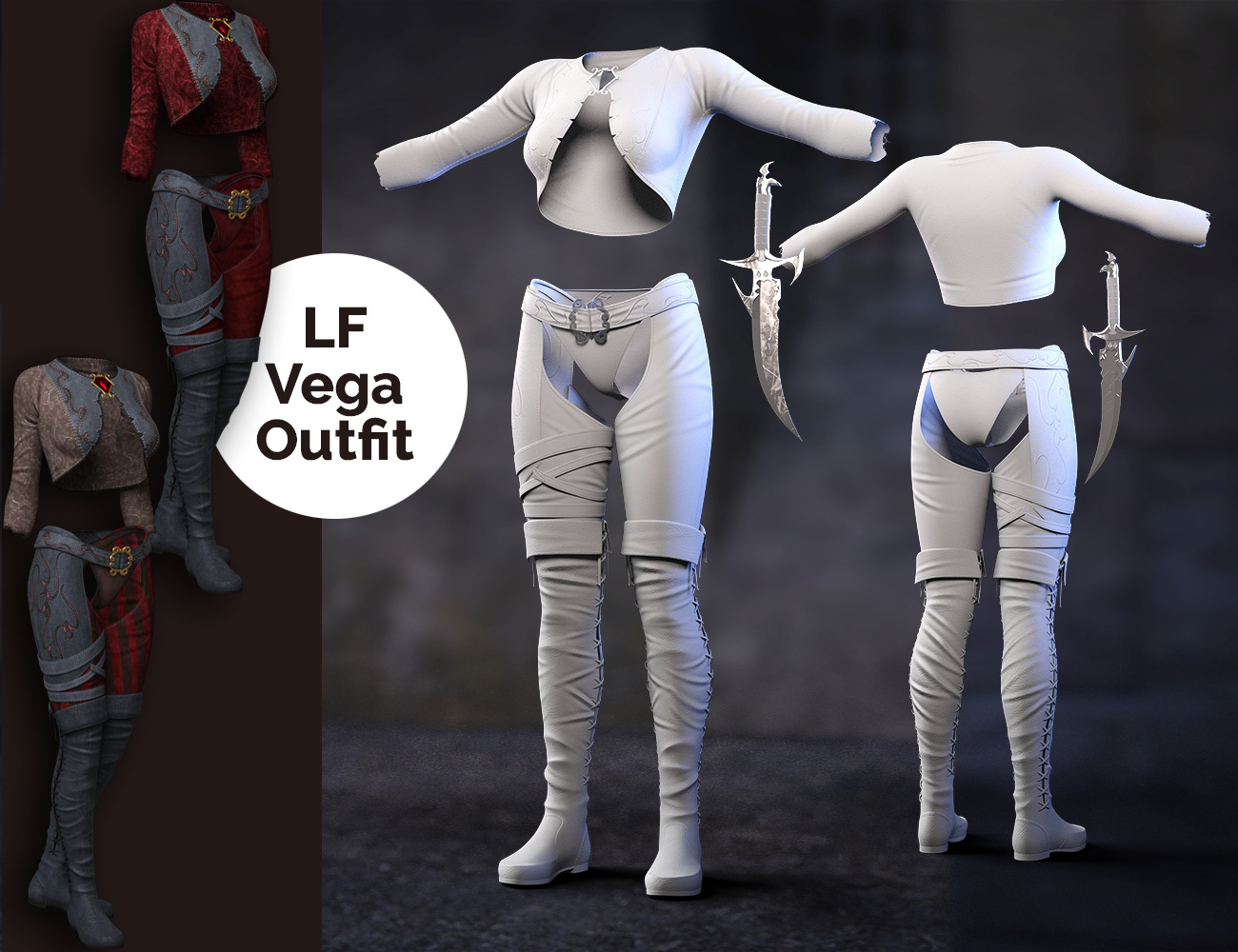 Vega Outfit for Genesis 3 Female(s) Vega Outfit for Genesis 3 Female(s) by: Lilflame, 3D Models by Daz 3D