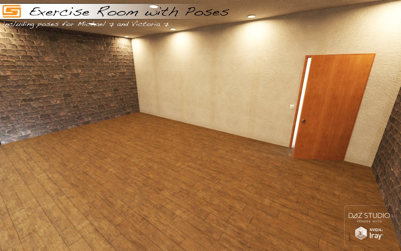 Exercise Room with Poses for Michael 7 and Victoria 7 by: Sedor, 3D Models by Daz 3D