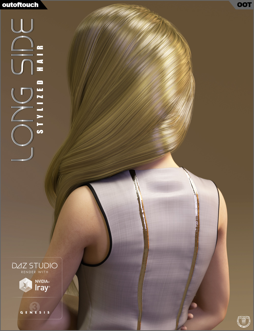 Long Side Hair for Genesis 3 Female(s) by: outoftouch, 3D Models by Daz 3D