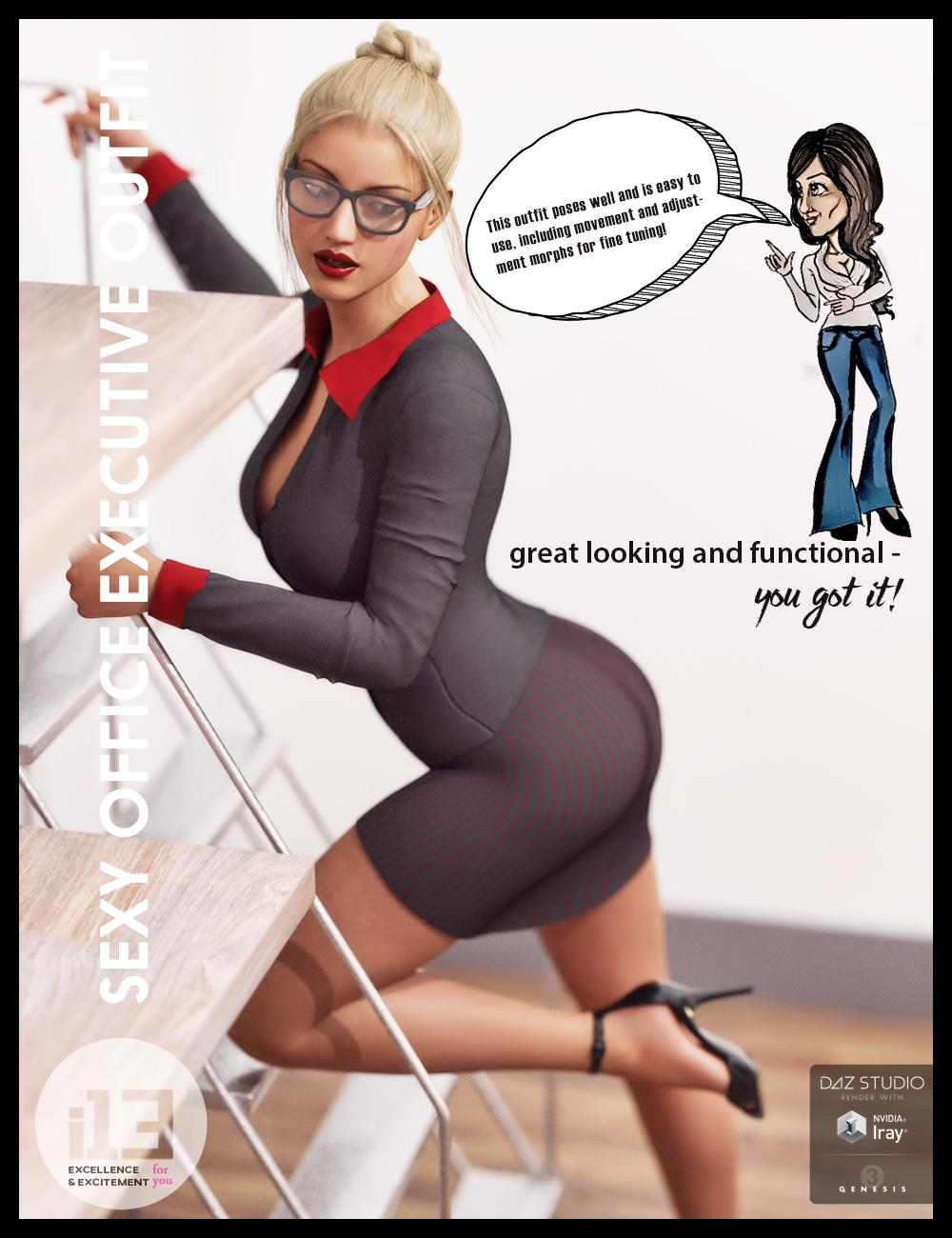 i13 Sexy Office Executive Outfit by: ironman13, 3D Models by Daz 3D