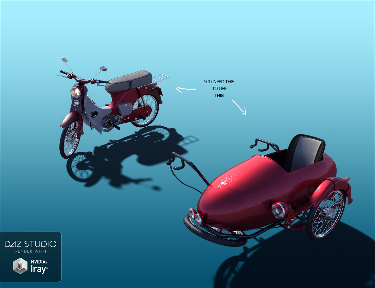 Moped Side Car by: David BrinnenForbiddenWhispers, 3D Models by Daz 3D