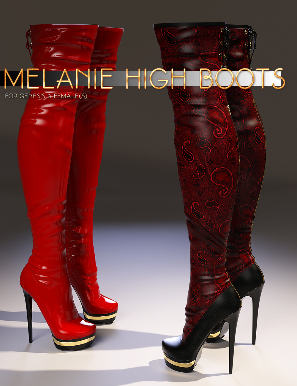 Melanie High Boots for Genesis 3 Female(s) by: 3DSublimeProductionsoutoftouchArryn, 3D Models by Daz 3D