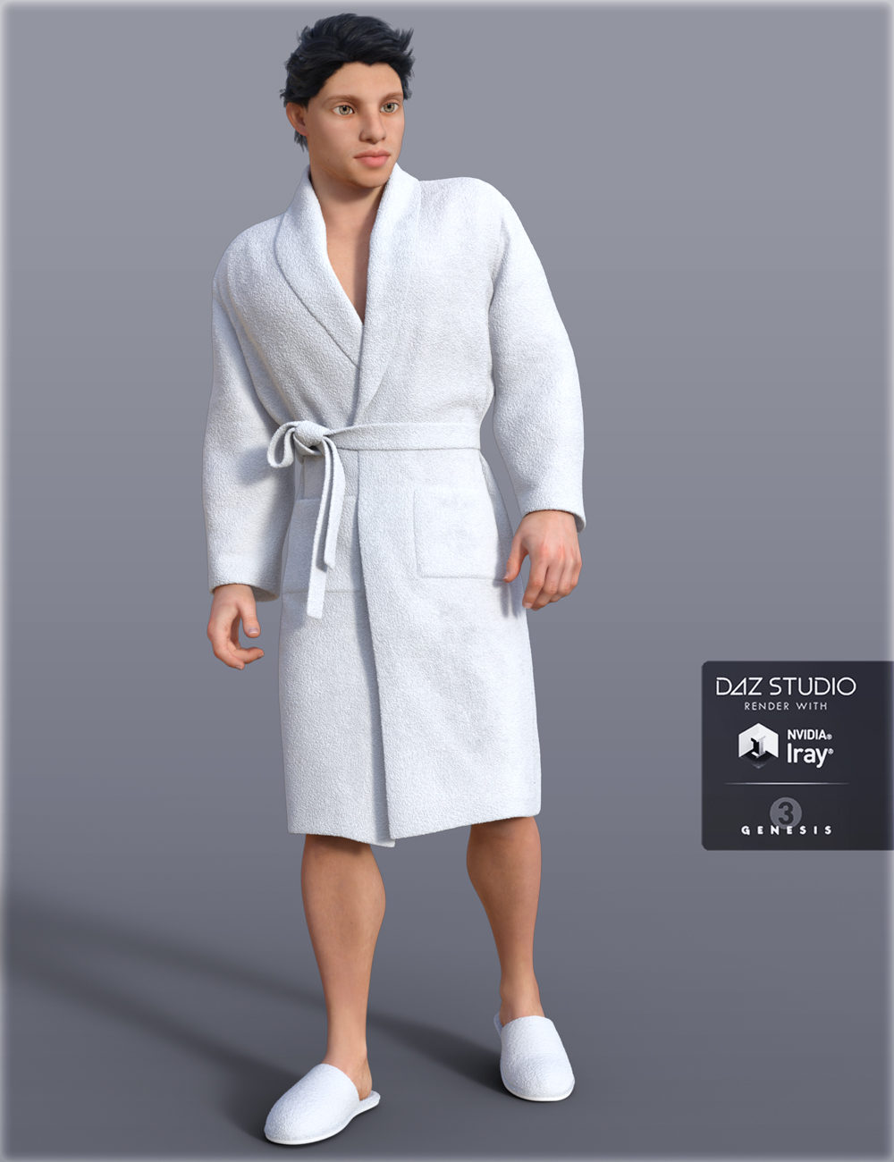 H&C Bathrobe Set for Genesis 3 Male(s) by: IH Kang, 3D Models by Daz 3D