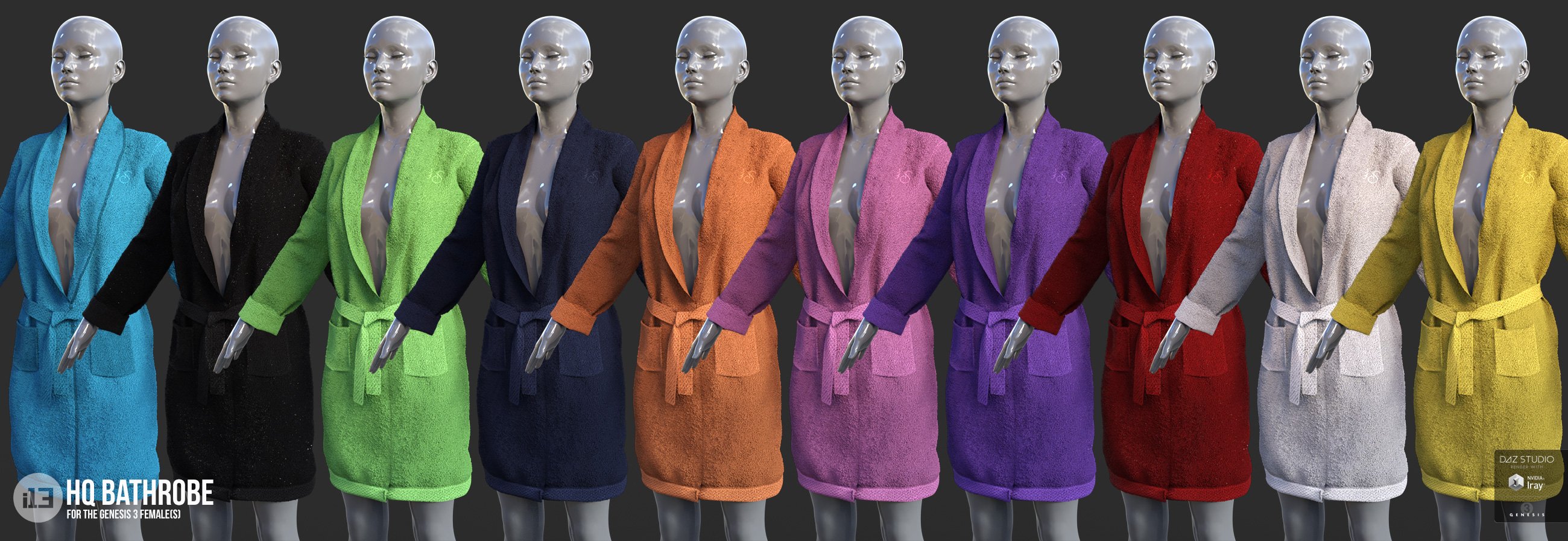 i13 HQ Bathrobe for the Genesis 3 Female(s) by: ironman13, 3D Models by Daz 3D