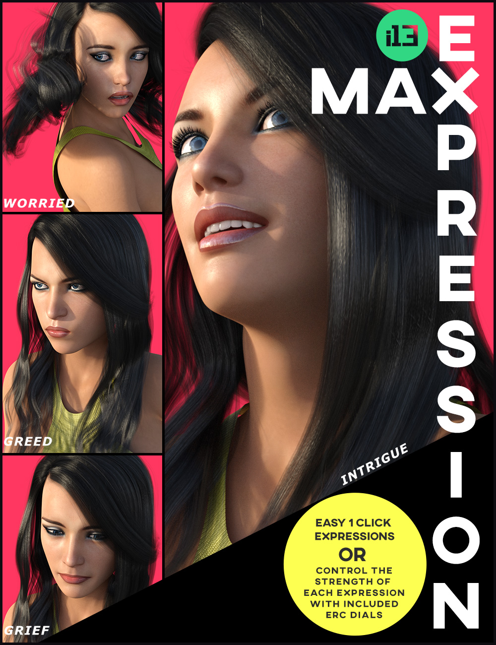 i13 MAX Expression for the Genesis 3 Female(s) by: ironman13, 3D Models by Daz 3D