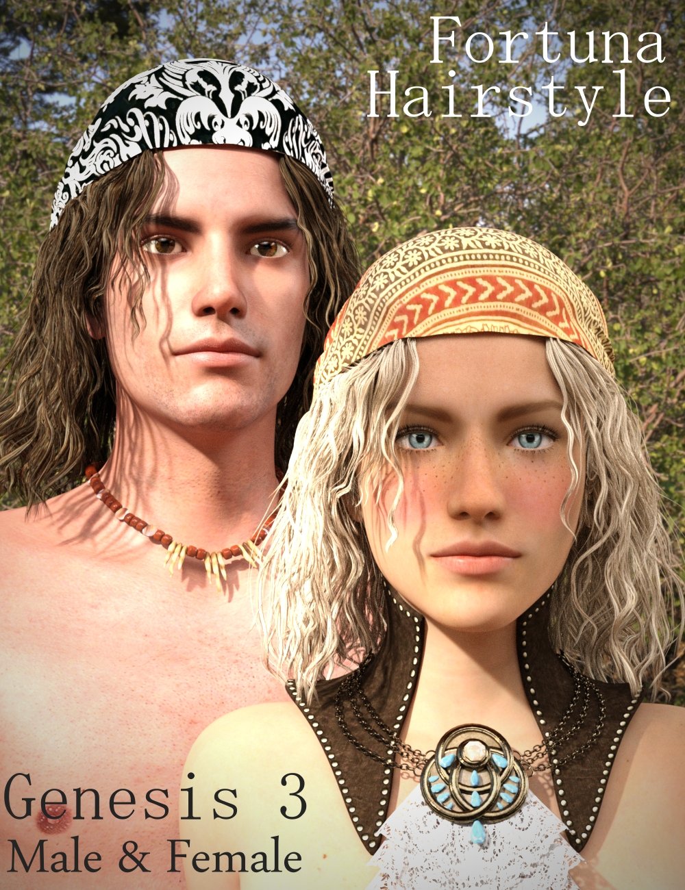 Fortuna Hair for Genesis 3 Male(s) and Female(s) by: Neftis3D, 3D Models by Daz 3D