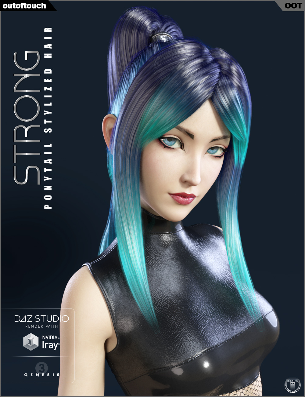 Strong Ponytail Stylized Hair for Genesis 3 Female(s) | Daz 3D