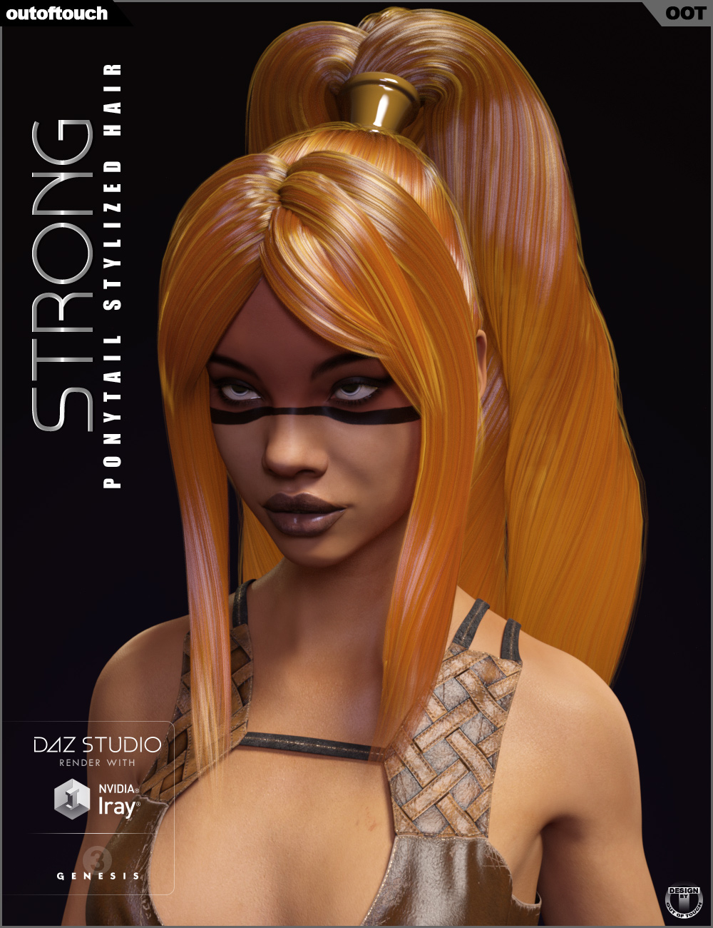 Strong Ponytail Stylized Hair for Genesis 3 Female(s) by: outoftouch, 3D Models by Daz 3D
