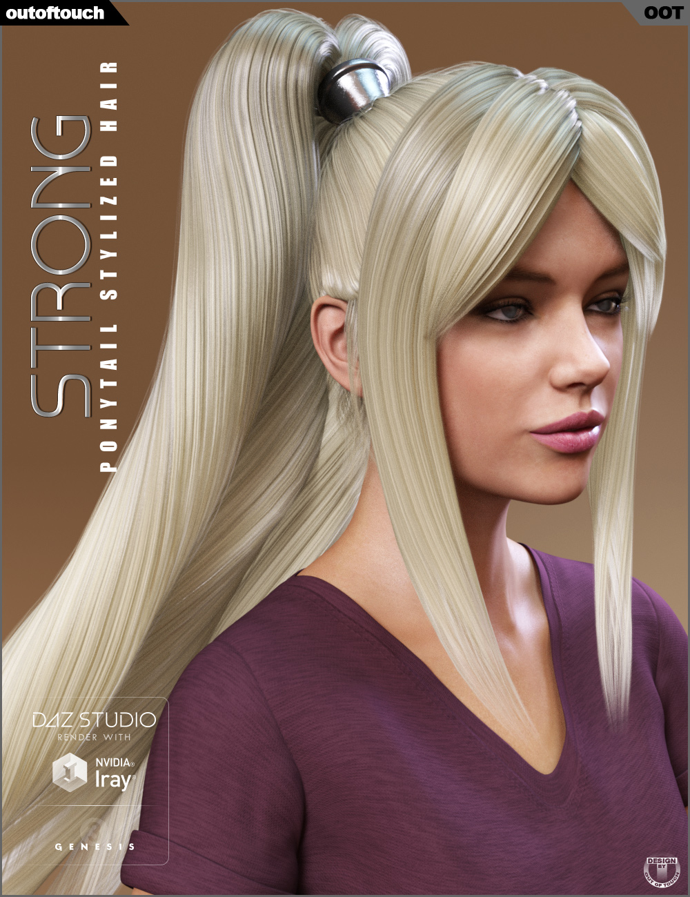 Strong Ponytail Stylized Hair for Genesis 3 Female(s) by: outoftouch, 3D Models by Daz 3D
