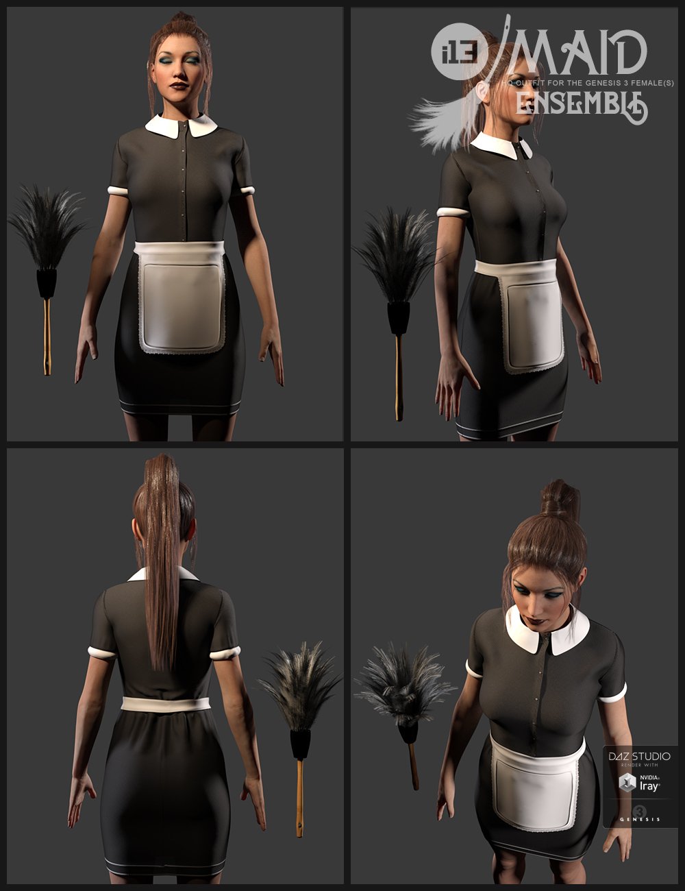 i13 Maid Ensemble and Poses for the Genesis 3 Female(s) by: ironman13, 3D Models by Daz 3D