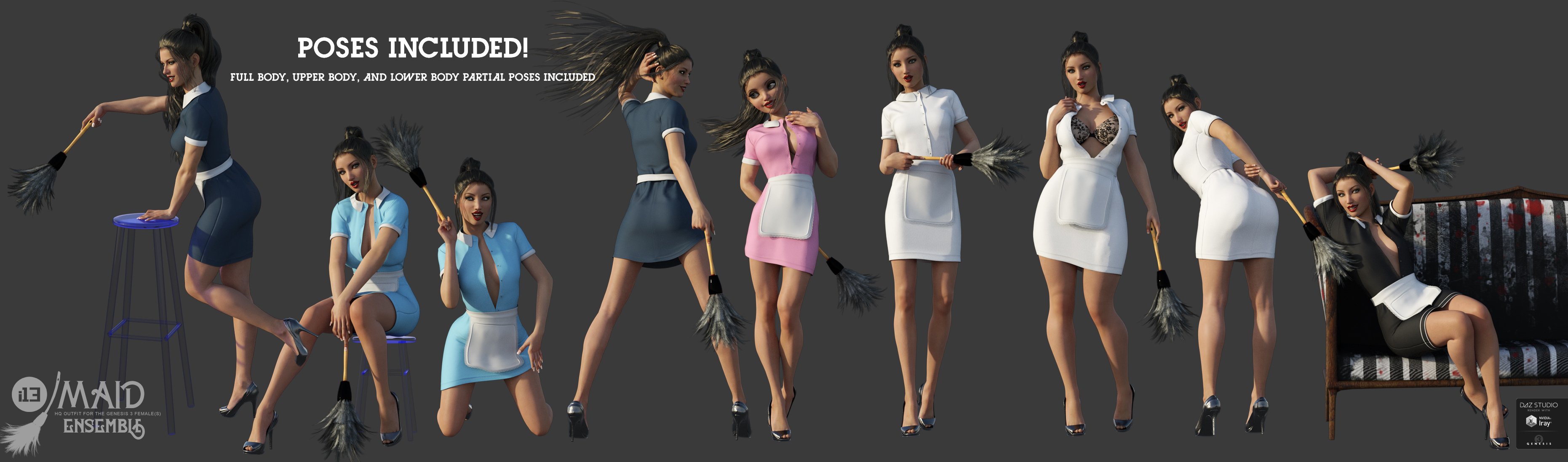 i13 Maid Ensemble and Poses for the Genesis 3 Female(s) i13 Maid Ensemble and Poses for the Genesis 3 Female(s) by: ironman13, 3D Models by Daz 3D