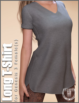 Fashion Blizz - Long T-Shirt for Genesis 3 Female(s) by: outoftouch, 3D Models by Daz 3D
