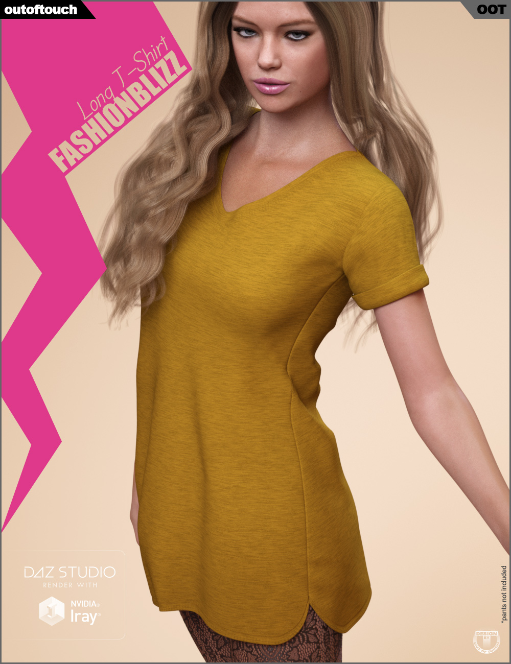Fashion Blizz - Long T-Shirt for Genesis 3 Female(s) by: outoftouch, 3D Models by Daz 3D