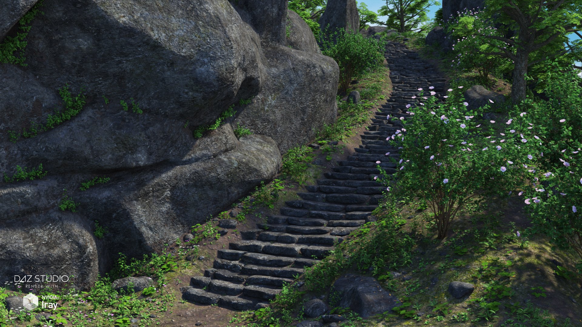 Stairs and the Rocks by: Andrey Pestryakov, 3D Models by Daz 3D