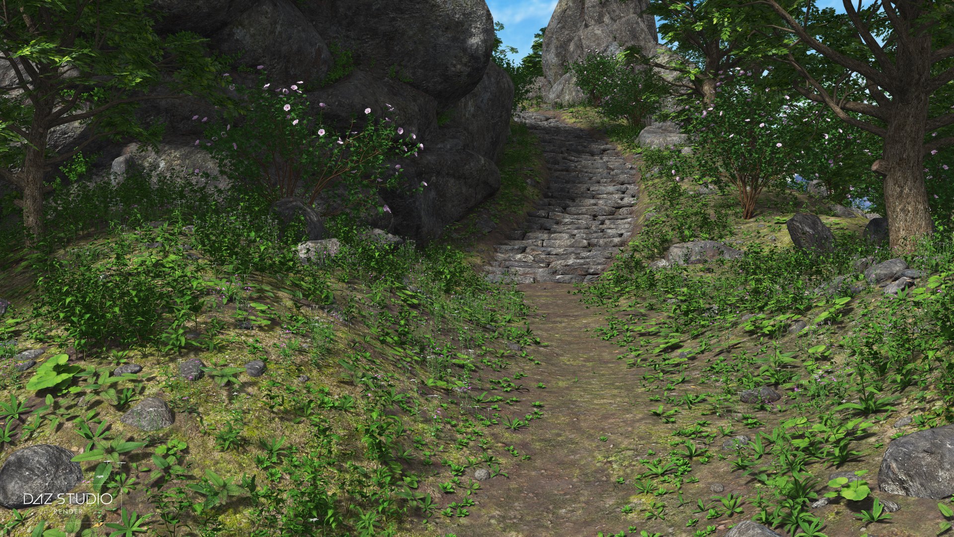 Stairs and the Rocks Stairs and the Rocks by: Andrey Pestryakov, 3D Models by Daz 3D