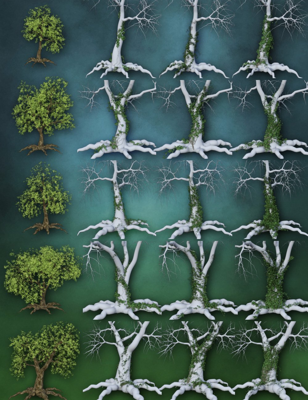 Poseable Trees with Ivy Poseable Trees with Ivy by: esha, 3D Models by Daz 3D