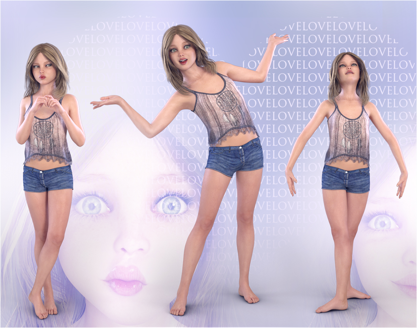 Z Little Miss - Poses & Expressions for Tween Julie 7 & Genesis 3 Female by: Zeddicuss, 3D Models by Daz 3D