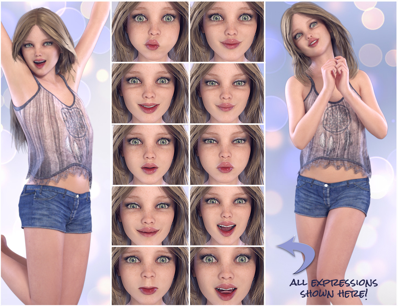 Z Little Miss - Poses & Expressions for Tween Julie 7 & Genesis 3 Female by: Zeddicuss, 3D Models by Daz 3D