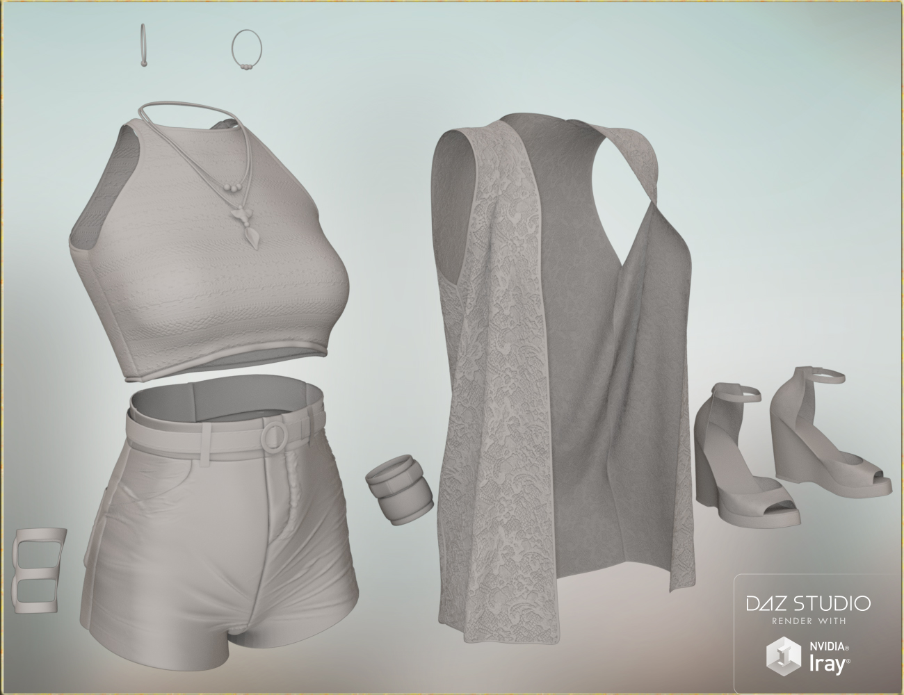 Summer Flirt Outfit for Genesis 3 Female(s) by: NikisatezOziChick, 3D Models by Daz 3D