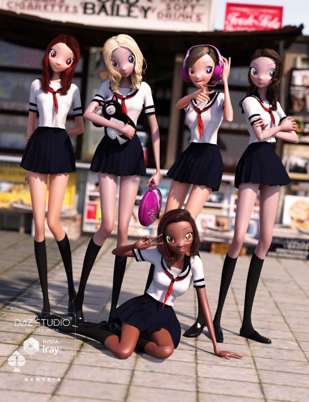 Deredere Anime Poses for Genesis 3 Female(s) by: FeralFey, 3D Models by Daz 3D