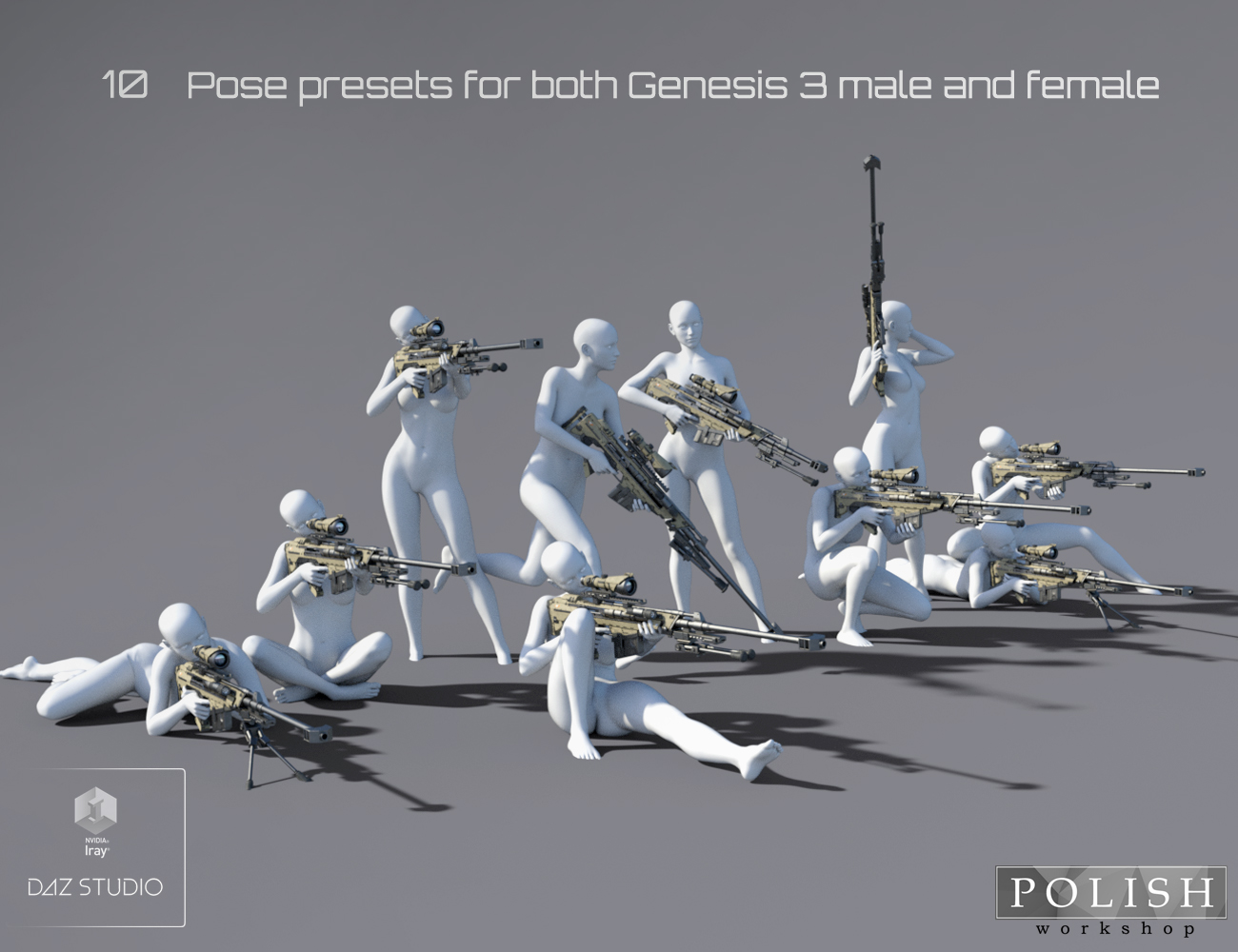 MKS Tactical Sniper Rifle and Poses by: Polish, 3D Models by Daz 3D