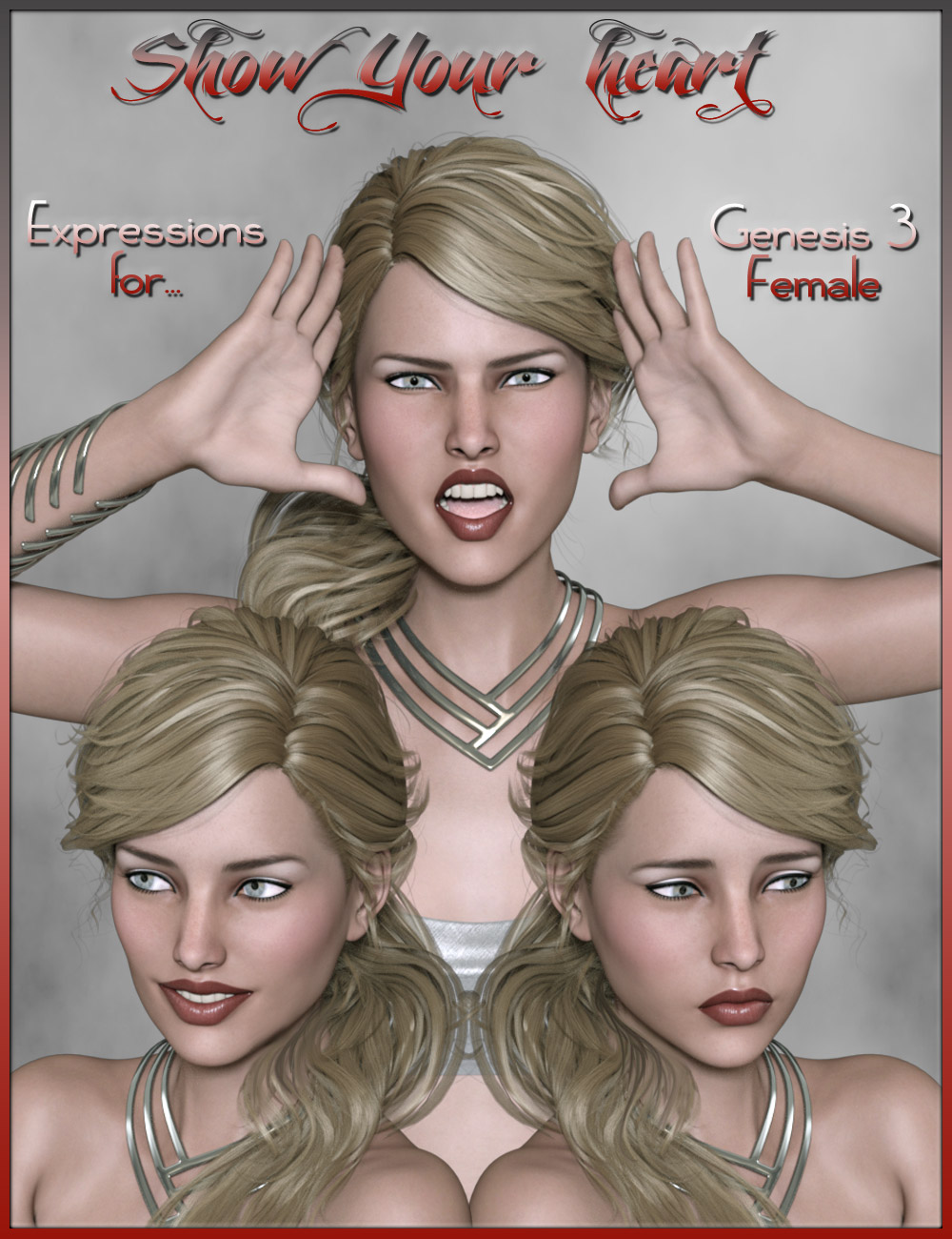 Show Your Heart Expressions for Genesis 3 Female(s) by: ilona, 3D Models by Daz 3D